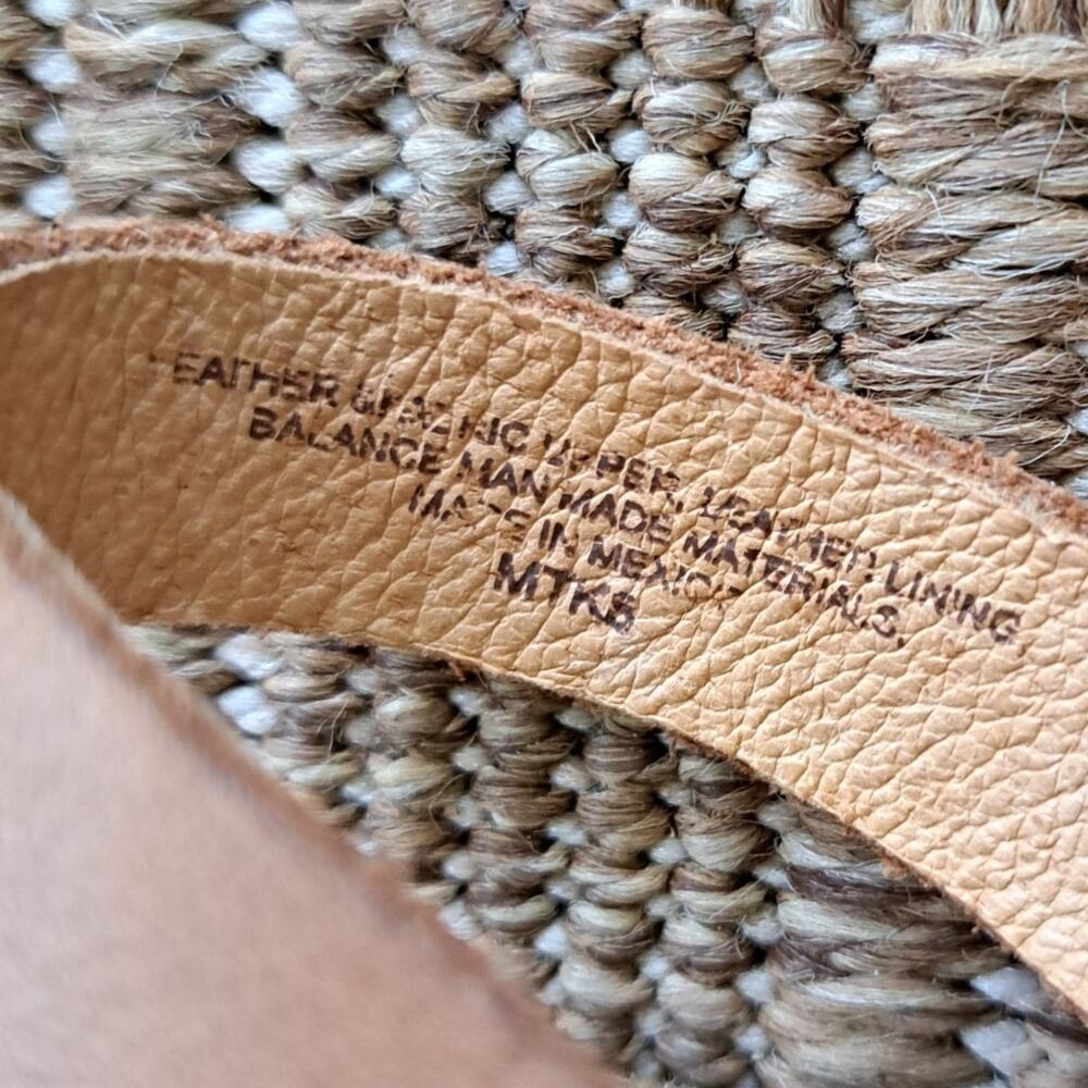 Born Tan Leather and denim blue Espadrille Wedge Sandals - Picture 10 of 10